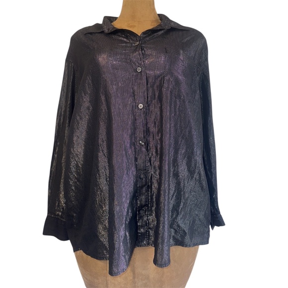 GAP Tops - GAP - The Big Shirt- Oversized Tunic, Black & Silver Stripes- Women’s XL